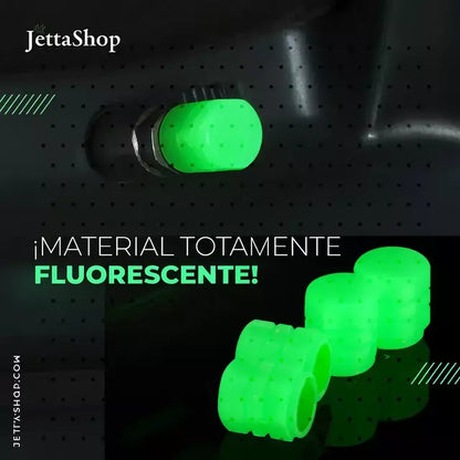 JettaLuminous™ - Tapas Fluorescentes para Válvulas de Llantas de Auto, Moto y Bicicleta